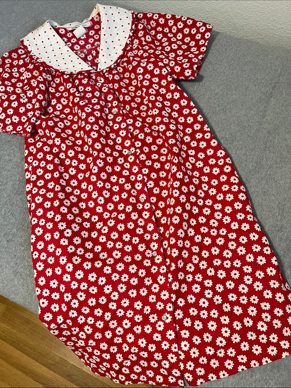 Vintage Lady Manhattan House Dress Small Lounge Floral Polka Dot Corky Grunge